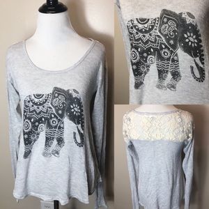 Junie & Jade Elephant Boho Long Sleeve Tee XS